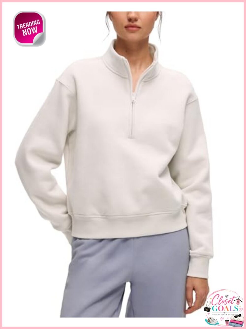 Fleece Lined Half Zip Sweatshirt Waist Length Pullover